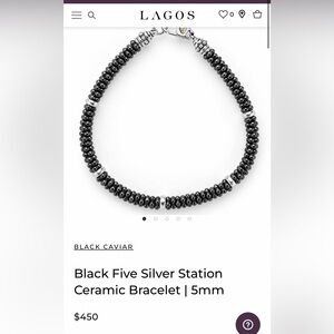 Lagos silver and black ceramic bracelet